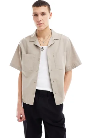 COLLUSION Ripstop revere short sleeve shirt in -Neutral