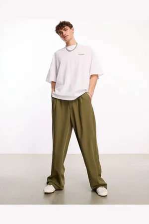 COLLUSION Relaxed wide leg tailored pants in olive-Green