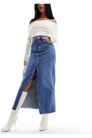 & OTHER STORIES Denim midaxi skirt with split in mid blue ASOS exclusive