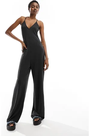 Monki Jersey jumpsuit with cross back straps in