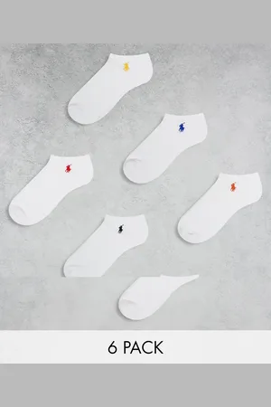 Ralph Lauren 6 pack quarter length socks with multicolour logo in