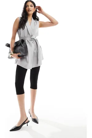 Armani Exchange Linen belted vest in grey