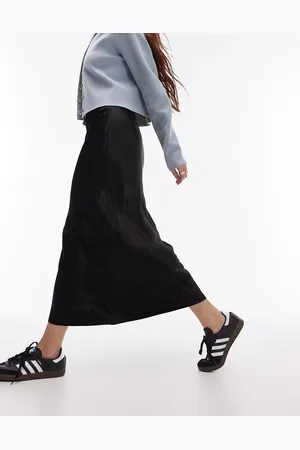 Topshop Satin bias midi skirt in