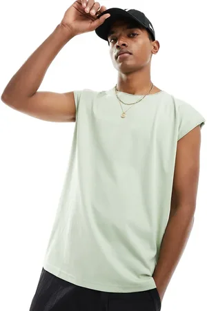 Brave Soul Raw edge singlet in sage