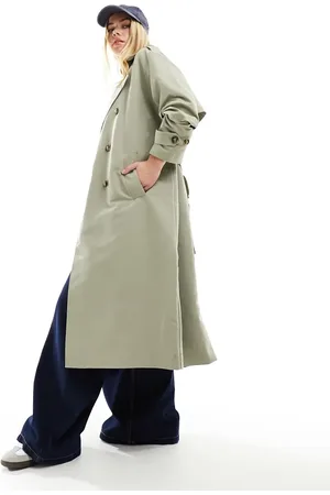 VERO MODA Longline belted trench coat in -White
