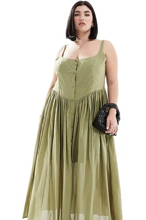 ASOS ASOS DESIGN Curve voile picnic midi sundress in green-Neutral