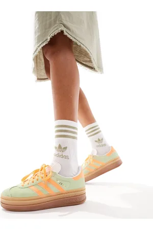 adidas Gazelle Bold platform sneakers in mint and orange