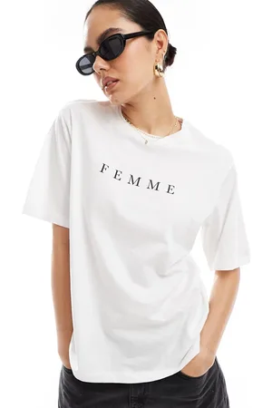 SELECTED Femme oversized t-shirt with Femme chest print in white