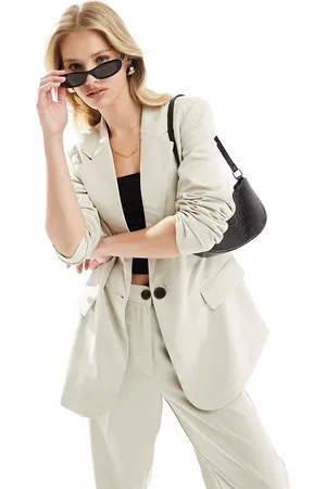 VERO MODA Rita oversized blazer in stone (part of a set)-White