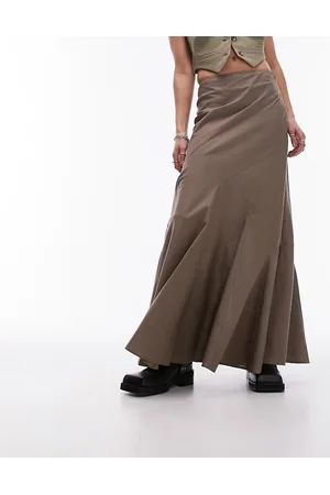 Topshop Tiered disjointed midi skirt in -Black