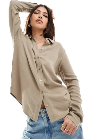 SELECTED Femme linen touch shirt in beige-Neutral