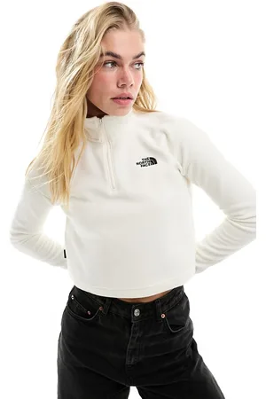 The North Face Glacier 1/4 zip logo fleece in off white