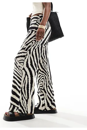JDY Wide leg pants in zebra print-Green