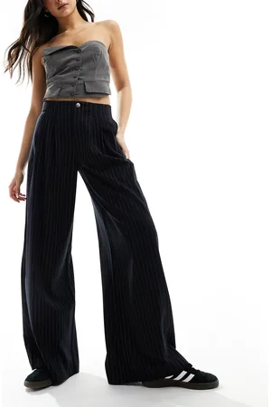 Stradivarius Tailored pleated wide leg pants in pinstripe