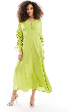 & OTHER STORIES Drapey midaxi dress with ruched tie volume sleeves in