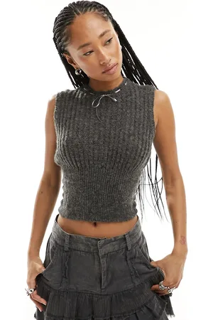 COLLUSION Lace trim knitted singlet in