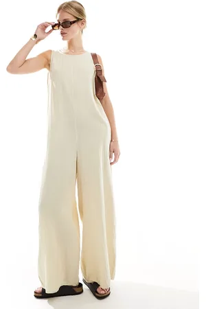 ASOS Crew neck culotte romper jumpsuit in -Neutral