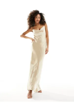 Pretty Lavish Bridesmaid Keisha satin cowl neck maxi dress in