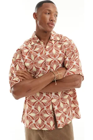 JACK & JONES Oversized shirt in geo print-White