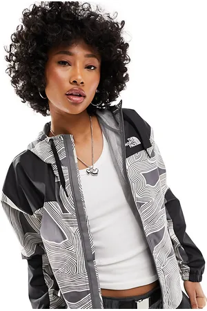 The North Face Sheru waterproof hooded jacket in grey geo print Exclusive at ASOS