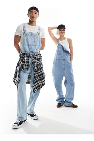 Dickies Classic denim dungarees in vintage light blue