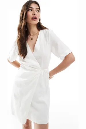 & OTHER STORIES Linen wrap mini dress in