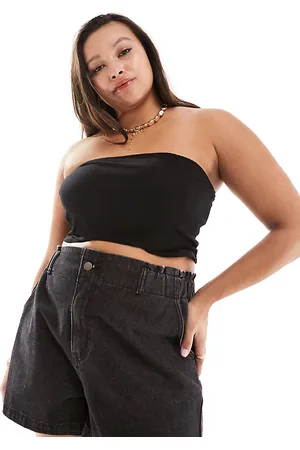 In The Style Exclusive elasticated waist denim paperbag shorts in
