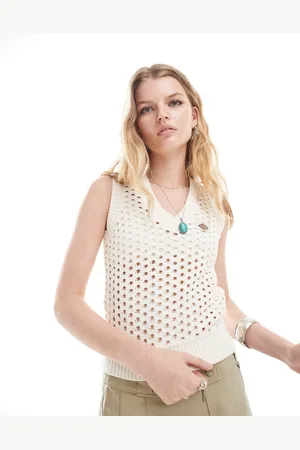 Dickies Ingalls knitted singlet in off white