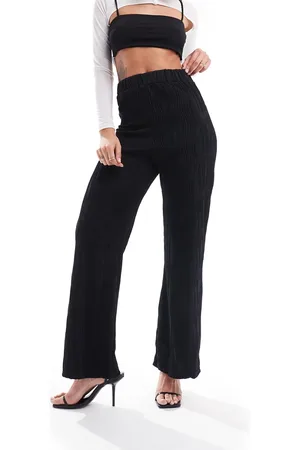 New Look Ripple wide leg pants in black