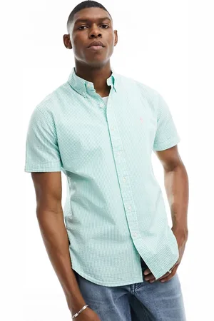 Ralph Lauren Icon logo short sleeve stripe seersucker shirt in