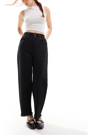 AllSaints Hailey freyed hem straight leg jeans in black