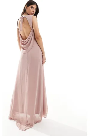 TFNC Bridesmaid chiffon cowl back maxi dress in