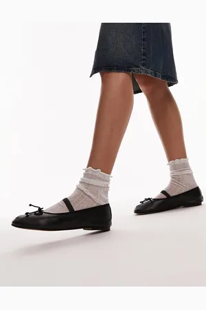 Topshop Brooke leather unlined ballet flats in