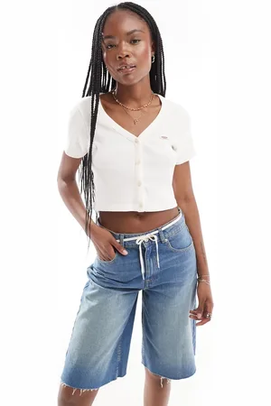 Dickies Emphoria short sleeve cardigan in off white
