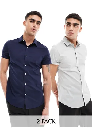 ASOS 2 pack stretch slim fit work shirt in -Multi