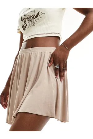 Monki Super soft cupro mini a-line skirt in -Neutral
