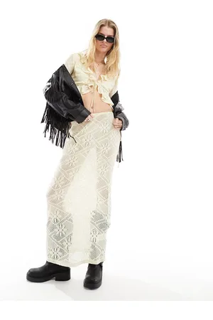 Kiss The Sky Tie detail column maxi skirt in (part of a set)-White