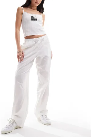 Monki Linen wide leg pants in