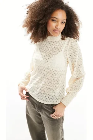 JDY Long sleeve lace top in -Neutral
