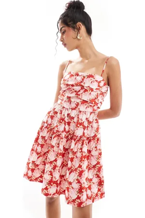 & OTHER STORIES Babydoll mini dress with pleated bodice in -Multi