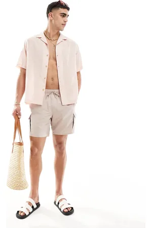ASOS Short sleeve relaxed revere collar linen look shirt in