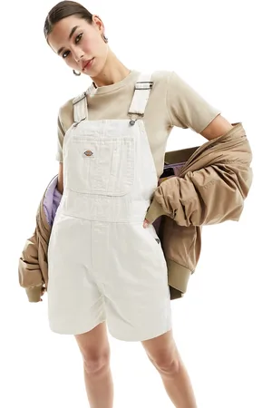 Dickies Duck canvas short dungarees in off white