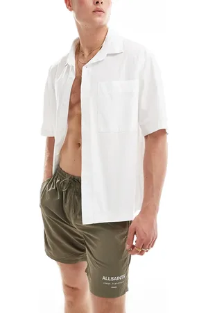 Pull&Bear Boxy fit revere neck shirt in
