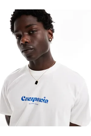 SELECTED Oversized t-shirt with front chest print in white