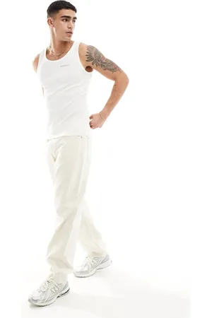 Good For Nothing Ribbed branded singlet in off white