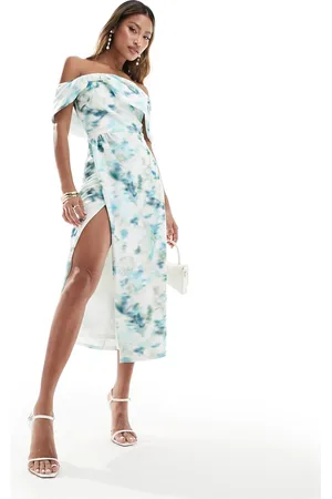 True Violet Bardot midi dress in -White