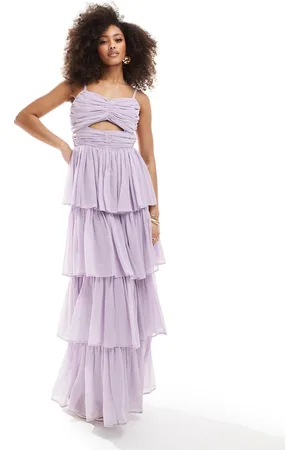 ANAYA Tiered maxi dress with cut out in lavender