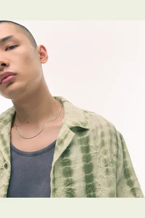 Topman Short sleeve embroidered floral tie dye shirt in light
