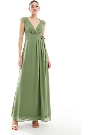 TFNC Bridesmaids maxi dress with lace detail in -Green