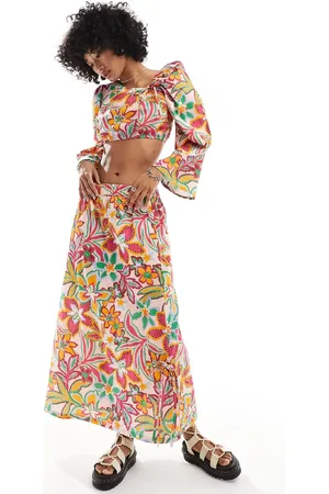 Native Youth Draw cord floral print midaxi skirt in (part of a set)